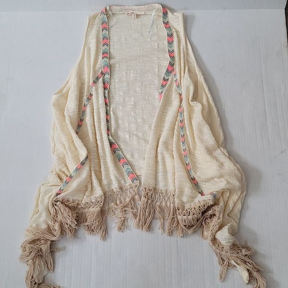 Love Culture Knit Boho Vest- Cream - Picture 2 of 8